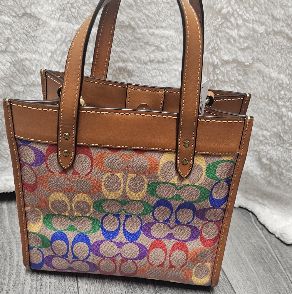 Coach Bags Field Tote 22 Rainbow Signature Canvas Pride Collection - Picture 14 of 15